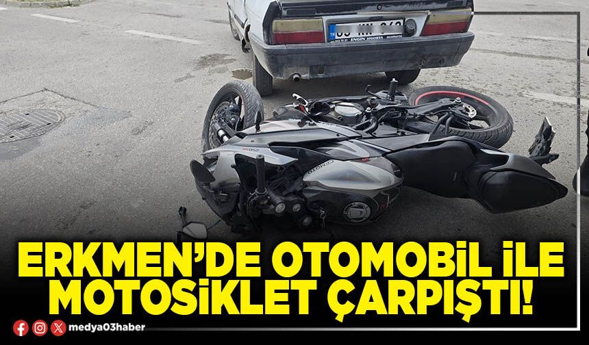 Erkmen’de otomobil ile motosiklet çarpıştı!