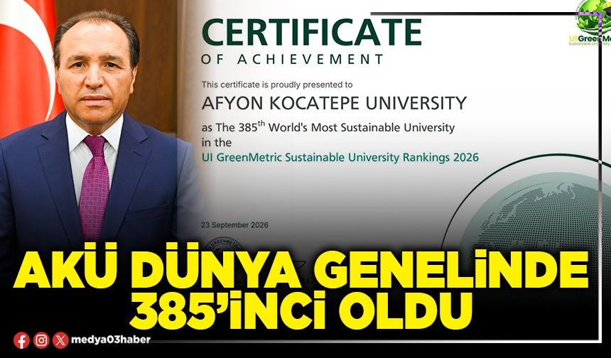 AKÜ Dünya genelinde 385’inci oldu