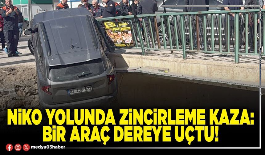NİKO yolunda zincirleme kaza: Bir araç dereye uçtu!