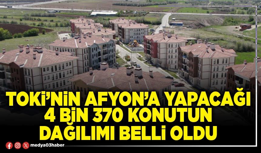 TOKİ’nin Afyon’a yapacağı 4 bin 370 konutun dağılımı belli oldu