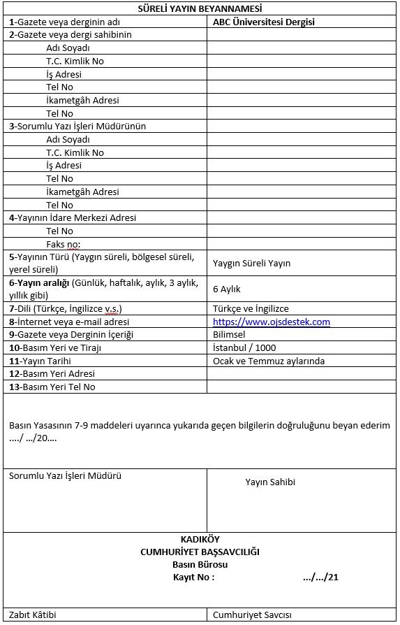 Mevkute Beyanname Formu-1